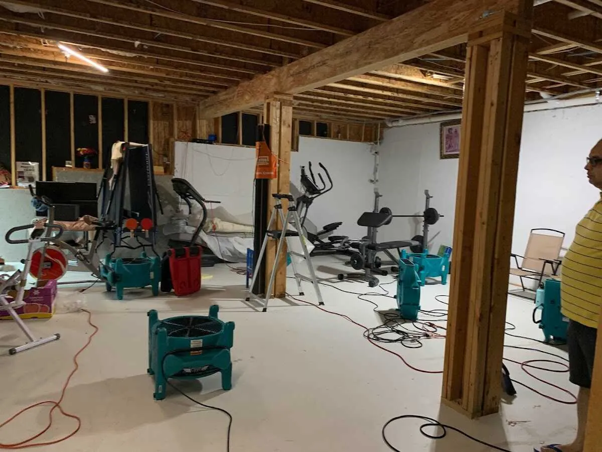 Basement drying equipment setup for Contents Cleaning & Restoration in Coeur d'Alene